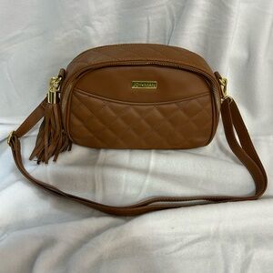 Joy&Iman Camel Quilted Crossbody Bag